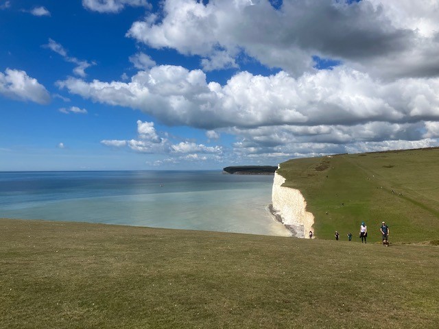 A view of one of the Seven Sisters chalk cliffs in Sussex.