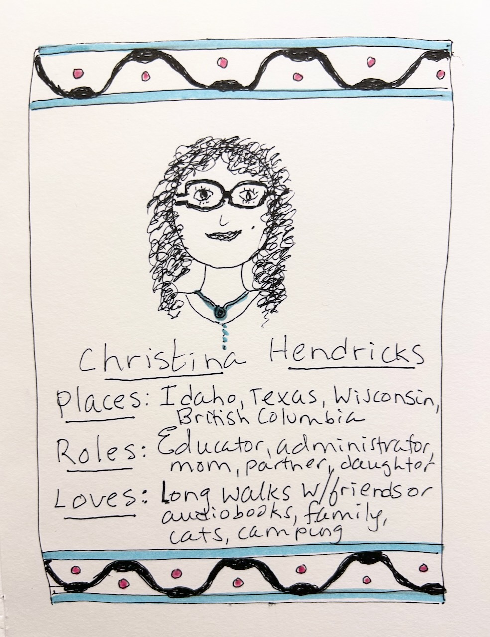 Portion of Christina's trading card. Alt text in the image in the post.